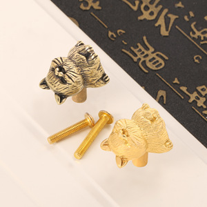 Lovely Cat Shape Brass Pulls Children Bedroom Door Hooks Metal Wardrobe and Cabinet Handles - Product Image 2