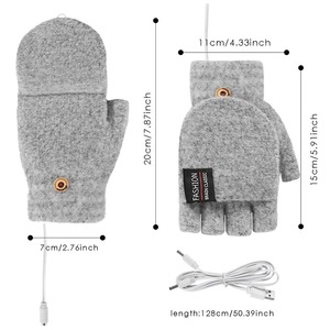Guantes calefactables eléctricos <span class=keywords><strong>calentadores</strong></span> de manos mitones calentador recargable USB reutilizable invierno cálido calefacción portátil para deportes guantes de esquí - Product Image 3