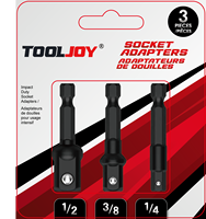 Lot de 3 adaptateurs de douilles à chocs à tige hexagonale 1/4" 3/8" 1/2", convertisseur de douilles robustes pour perceuse électrique
