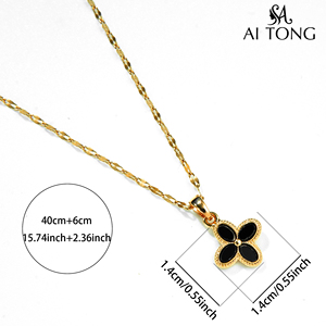 Collana di Design Classico a <span class=keywords><strong>Quadrifoglio</strong></span> in Acciaio Inossidabile Placcato Oro 14K con Perle Finte in Rame, Gioielli alla Moda per Anniversario - Product Image 6