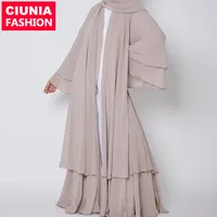 1875 # Dubai Thời Trang Phụ Nữ Hồi Giáo Rắn Dài Tay Áo Giản Dị Cardigan Dress Hồi Giáo Ladies Chiffon Abaya 2021