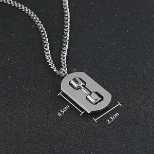 Dumbbell Design Pendants Necklaces Stainless Steel Jewelry Highly Polished Cuban <b>Chain</b> Statement Jewellery - Product Image 3