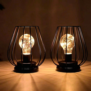 European Wire Cage Table Lamps Matte Black G9 Bulb Base <b>Touch</b> Control Dimmable Decorative <b>Lighting</b> - Product Image 1