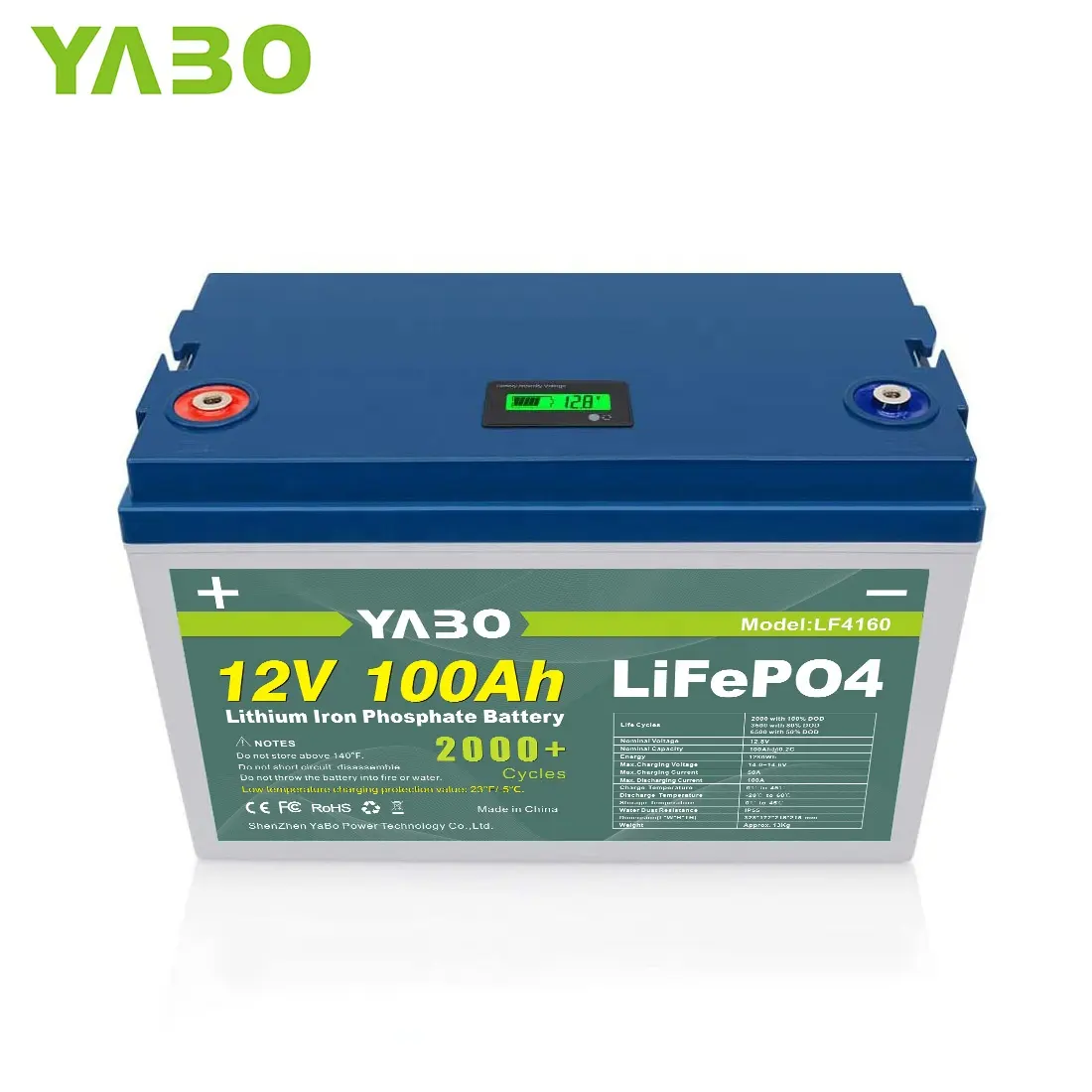 YABO Rechargeable Solar UPS Power 150Ah 200Ah 12V 100Ah LiFePO4 Battery Deep Cycle 12V BMS Energy Storage Lithium Battery