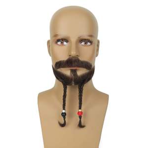 Barba de Pirata <span class=keywords><strong>con</strong></span> <span class=keywords><strong>Bigote</strong></span> Trenzado, Encaje Completo, Cabello Humano Real, Barba Realista para Hombres, Barba Falsa para Fiestas de Halloween - Product Image 4
