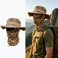 Conjunto de Sombrero Boonie de Camuflaje Multifuncional para Exteriores, Gorra de Pesca con Protección Solar y Transpirable, con Protector de Cuello