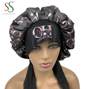 Bonnet de seda personalizado com amarrador com cordas de amarrar