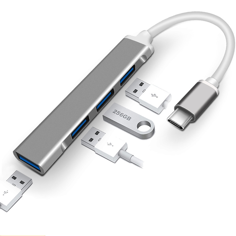 Высокоскоростная передача 4 в 1 USB-хаб 4 порта из алюминиевого сплава Type C USB3.1 для нескольких устройств