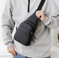 Petit sac de poitrine en nylon noir à la mode pour hommes Pack de poitrine antivol de créateur avec fermeture à glissière