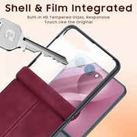 Étui de luxe en cuir PU à charnière magnétique avec axe central pour Samsung Z Flip 6 7 8, avec protection d'écran en verre anti-traces de doigts