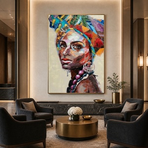 Arte Mural Africano, Impresión de Retrato de Mujer con Pañuelo en la Cabeza, Imagen Abstracta de Rostro <span class=keywords><strong>para</strong></span> Interiores Modernos de Boutique, Salón, Hotel - Product Image 6