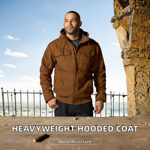 Chaqueta de lona con capucha para hombre, estilo moderno, ODM, para primavera, resistente, para trabajo, con múltiples bolsillos, abrigo industrial, suministro al por mayor de fábrica - Product Image 2