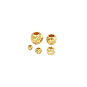 Cuentas espaciadoras de cobre chapadas en oro de 18 quilates con corte diagonal para la fabricación de pulseras, tamaño pequeño, patrón redondo de sarga. - Product Image 5