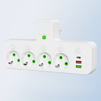 Multiprise 8-en-1 de haute qualité avec lumière LED, ports USB Type C, pour usage industriel, hospitalier et domestique, prise murale européenne, 2 ports de sortie USB, en plastique