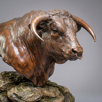 Sculpture de taureau debout en bronze antique artisanale, 1,2 m de haut, figurine réaliste de bétail pour hall d'entreprise, villa, cour