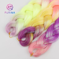 FURINA 16 pouces pour tresses courtes bob colorées au crochet, extensions de cheveux jumbo à double trame, teintes Yaki lisses