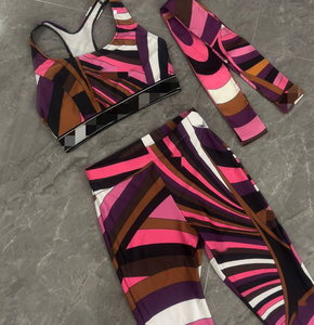 Abbigliamento da Yoga di Marca STOCK, Costume da Bagno Fitness con Fascia per Capelli, Set 3 Pezzi, <span class=keywords><strong>Beachwear</strong></span> da Donna Firmato - Product Image 3