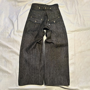 <span class=keywords><strong>Vaqueros</strong></span> Vintage Negros Personalizados de Corte <span class=keywords><strong>Recto</strong></span> Holgado con Bajo Acampanado, de Mezclilla Japonesa Selvedge, para Hombre - Product Image 2