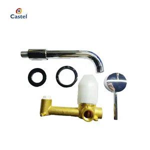 High Quality Bathroom Brushed Brass Basin Faucet Taps Concealed Basin Mixer Wall Mixer With Spout