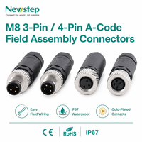 Connecteur M12 à angle droit étanche IP67, fiche d'assemblage sur site à 5 broches de type A, corps en ABS ignifuge pour capteur industriel