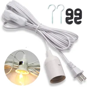 Lampe lanterne suspendue 18AWG enfichable Kit de cordon de lumière suspendu Câble d'éclairage tressé Fil recouvert de tissu Cordon d'alimentation - Product Image 1