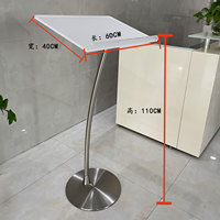 Podium en acrylique à monture dorée-Plateau transparent et base en fer nickelé, pupitre stable et luxueux (en stock)