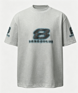 T-Shirt da Uomo Stile Y2K con Stampa Logo <span class=keywords><strong>B</strong></span> 3D Sfumato, Nero Lavato, Oversize in Cotone, Streetwear - Product Image 2