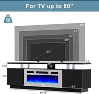 Soporte para TV con Chimenea de 36 Pulgadas, Chimenea Moderna de Alto Brillo de 70 Pulgadas, Centro de Entretenimiento con Chimenea, Luces LED