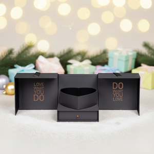 Boîte cadeau haut de gamme à double tiroir pour fleurs préservées, design LOVE YOU DO DO YOU LOVE, pour la Saint-Valentin et les fêtes - Product Image 1