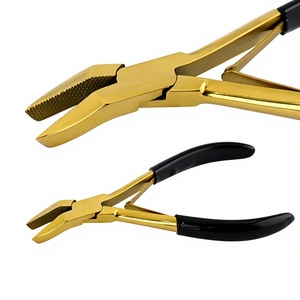 Precios al por mayor Herramienta de extensión de cabello Alicates Micro anillo Abrazadera de nariz doblada Alicates curvos mejor alicates de crimpadora para cabello corto Oro - Product Image 1