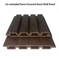Panneau mural WPC Great Wall en forme de W, revêtement mural extérieur co-extrudé semi-capsulé, écologique, imperméable, longueur personnalisée 26mmx220mm