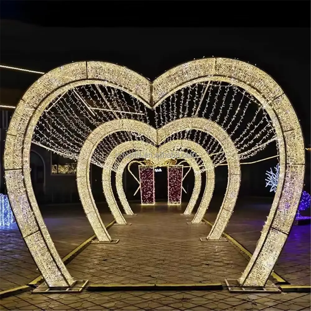 Verlichte Outdoor Decoratieve Led Hartvormige Kerst Motief Licht Valentijnsdag Bruiloft Decoratie