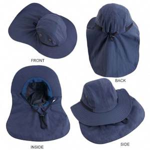 Chapeau de pêche unisexe en nylon et polyester UPF50+ avec logo personnalisé, large bord, maille respirante et protection nuque, idéal pour l'extérieur, les voyages et l'été – Vente en gros - Product Image 2