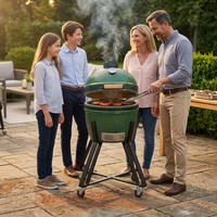 Barbecue au charbon de bois en céramique Kamado de 16 pouces, fumoir portable pour extérieur avec roues