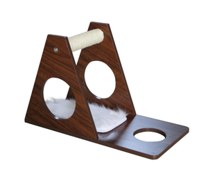 Pohon kucing kayu Playhouse tempat tidur Kondominium tiang gores dengan bola mainan hewan peliharaan bermain dan ruang istirahat - Product Image 5