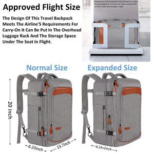 Laptop <b>Backpack</b> Large Capacity 16-Inch Waterproof Business Travel Bag For Men Casual Outdoor Use Gray With Orange Accents - Product Image 4
