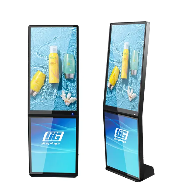 Floor standing two screen advertising LCD kiosk player and LED light box