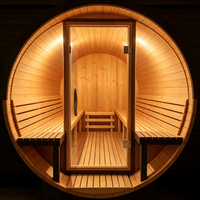 Cabine de sauna circulaire extérieure pour jardin et resort, 1800x2100mm, en bois de cèdre, de pruche et d'épicéa, grande cabine de sauna