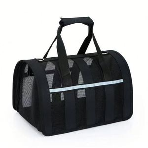 Reflective Strip Breathable Oxford Mesh Foldable <b>Pet</b> <b>Carrier</b> Striped Portable Hand Shoulder Cat Dog Travel Bag Large Outdoor - Product Image 3