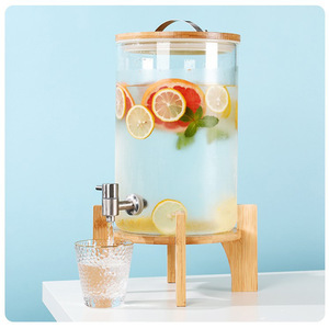 Carafe à eau froide avec robinet, distributeur de boissons en verre de grande capacité pour limonade, jus, boisson enzymatique - Product Image 5