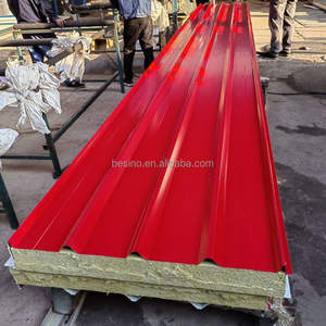 Panel Sándwich de Lana de Roca Ignífuga, Panel Sándwich de Lana de Roca para Paredes Exteriores, <span class=keywords><strong>Techo</strong></span> de Hierro, Lana de Roca - Product Image 3