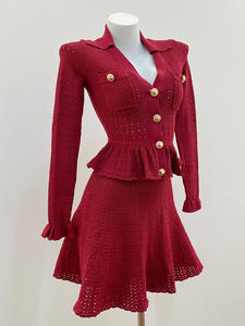 Nouvelle <span class=keywords><strong>robe</strong></span> courte à col en V creux de couleur <span class=keywords><strong>bordeaux</strong></span> pour femmes, vêtements de Noël français - Product Image 1