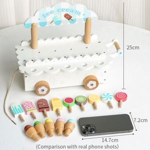 Camion de magasin de jouets en bois haut de gamme pour enfants et tout-petits, avec comptoir et aliments d'imitation, jouets en bois en forme de crème glacée - Product Image 5