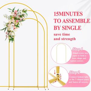 Detachable Iron Tube White/Gold Powder Coated Folding Arch <b>Backdrop</b> <b>Stand</b> 1.2x2.2M 6-7ft Height Wedding Floral Arch Party - Product Image 3