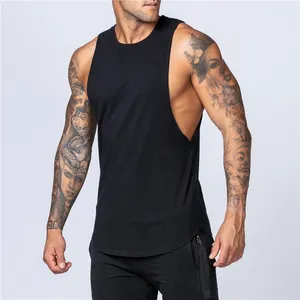 Wholesale Custom Logo Cotton Single Shirt Muscle Sports Shirt Sleeveless Fitness Wear Workout Men Gym Vest For Men