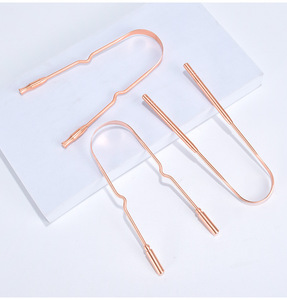 Herramientas de cuidado de higiene bucal 100% raspador limpiador de lengua de cobre puro para adultos - Product Image 6