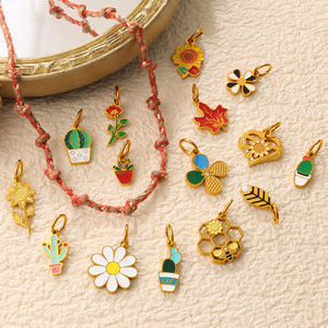 Abalorios de la Serie Plantas de Aleación de Zinc: Cactus, Flor, Abeja - Accesorios de Joyería DIY, Colgante de Moda Unisex - Product Image 2