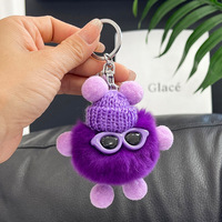 Mini porte-clés en fourrure de lapin Rex porte-clés duveteux bibelots pompon porte-clés bibelot pompon porte-clés