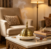 Brûleur à Bakhoor en marbre travertin naturel, brûleur d'encens Mabkhara pour table, Ramadan, Eid, décoration de maison et d'hôtel arabe