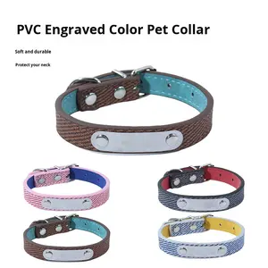 국경 간 공장 새로운 장식 개 목걸이 애완 동물 용품 PVC 새겨진 색상 차단 고양이 목걸이 애완 동물 목걸이 - Product Image 1
